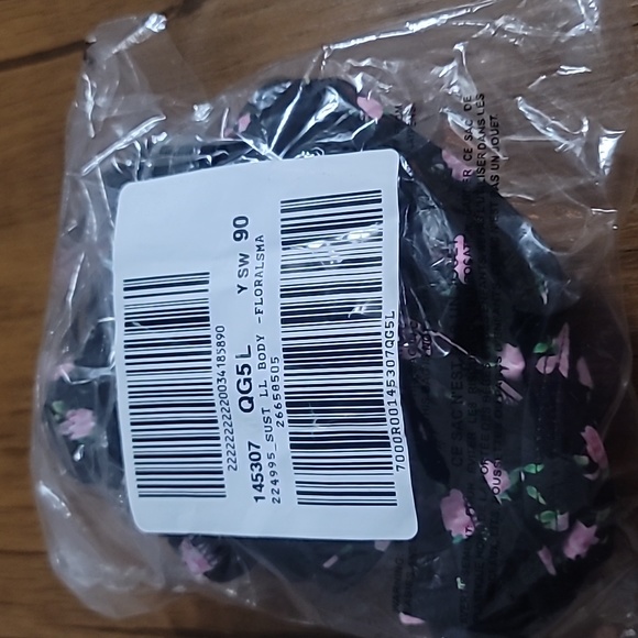 Victoria's secret pink body wrap bikini swim top BLACK FLORAL LARGE - Picture 3 of 7